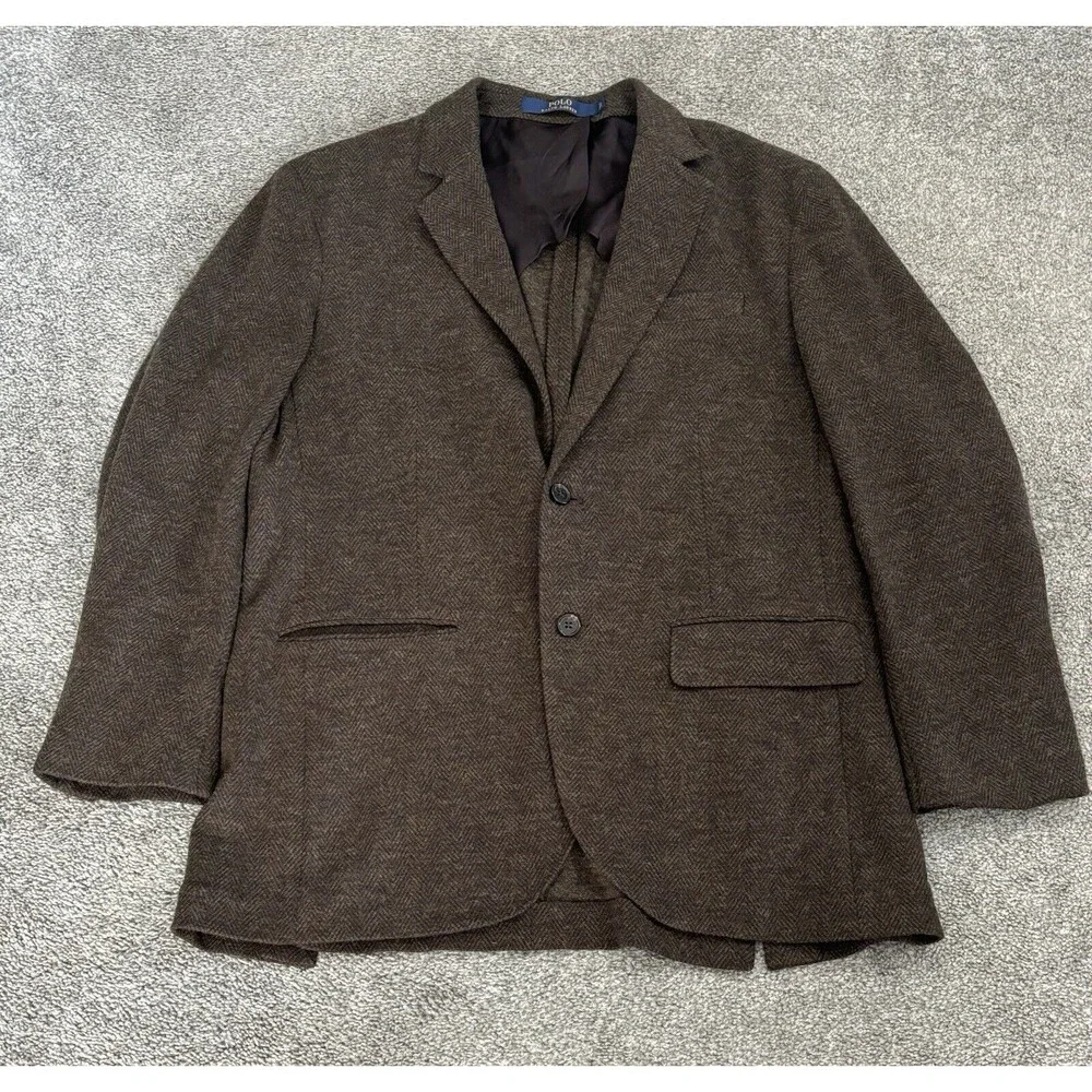 Polo Ralph Lauren Tweed Blazer‎ Sports Coat Wool L Brown